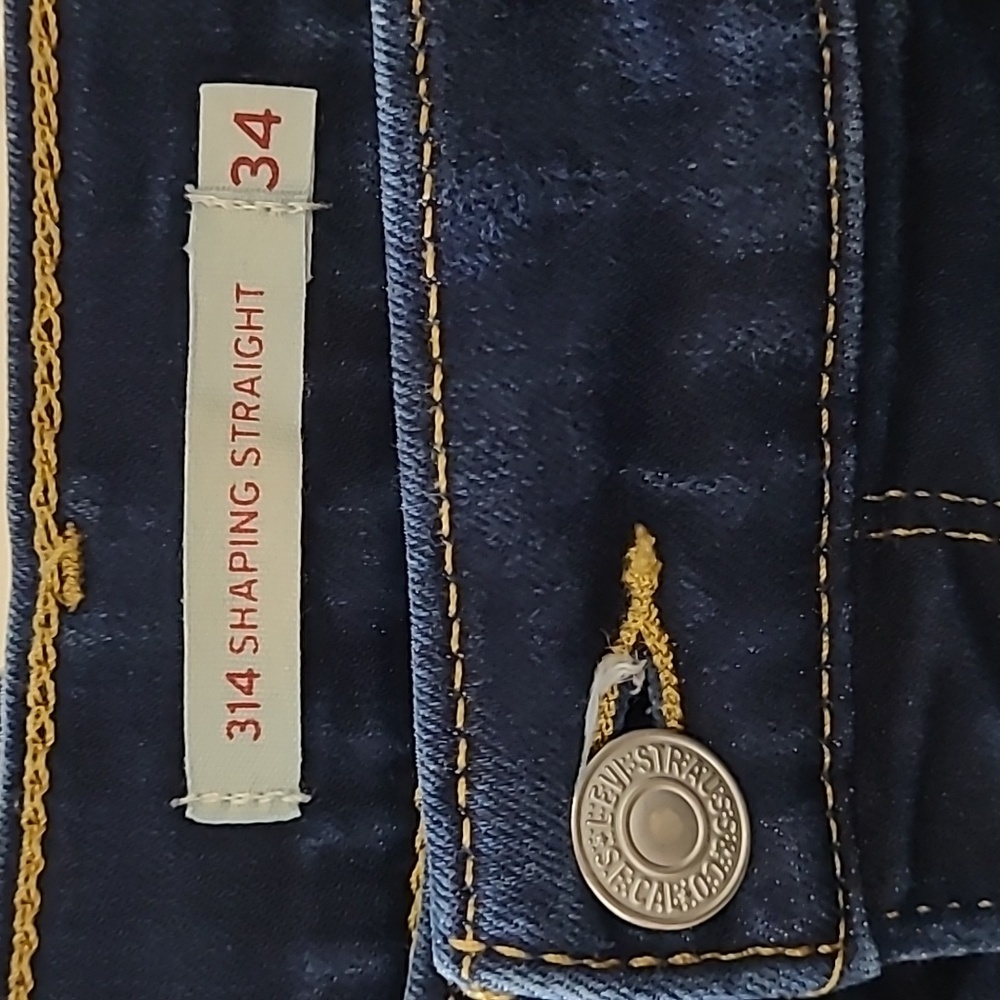 Levi's 314 Classic Blue Shaping Straight Jeans Size 34 Women's Denim - Picture 3 of 9